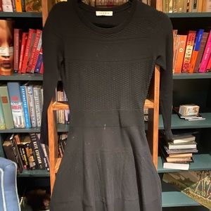 Sandro long sleeve knit dress in black